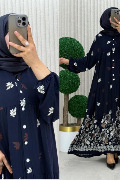 3973 Türkan Elbise  Lacivert