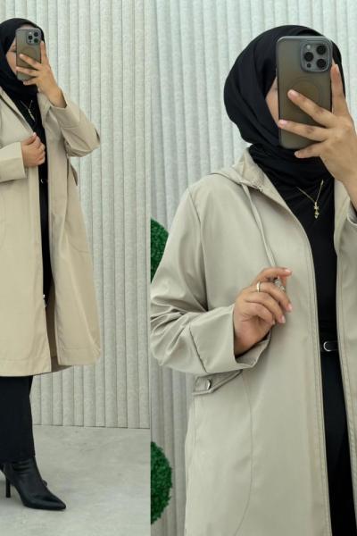 4057 Beren Trençkot Taş Rengi