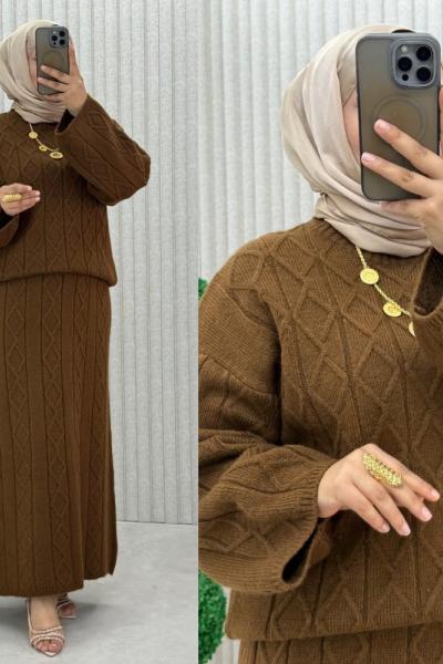 Alla Etekli Takım  Kahverengi