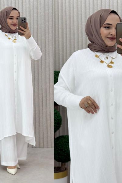 Arzu pantolonlu takım Beyaz