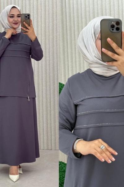 Aşkım Etekli Takım  Gri