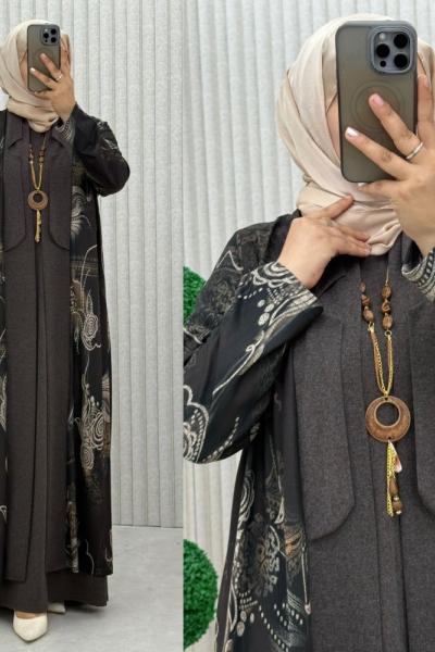 Aycan Elbise Takım Kahverengi