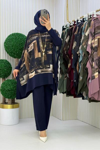 Bedia Pelerin Takım  Lacivert