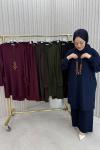 Binnaz pantolonlu takım Bordo