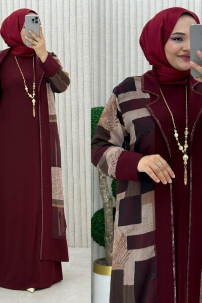 Birgü Elbise Takım Bordo