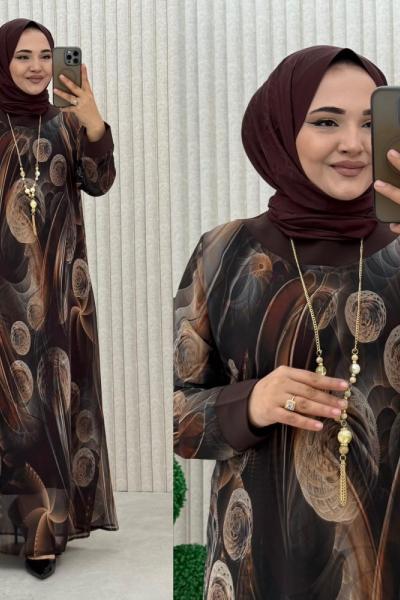 Büşra Elbise  Kahverengi