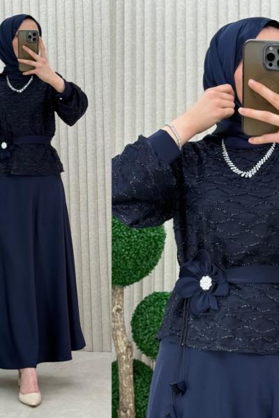 Demet Abiye Takım Lacivert