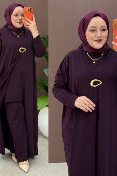 Elif 3 lü Takım Mürdüm