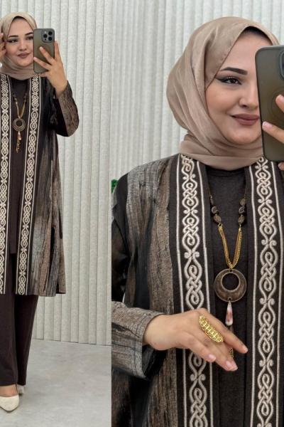 Ferah 3’lü Takım  Kahverengi