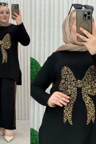 Fiyonk Pantolonlu Takım Siyah