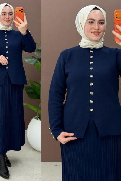 Halime etekli takım Lacivert