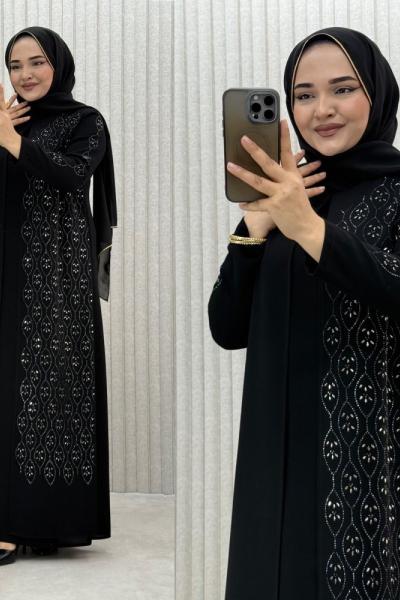 Hanedan Kapaklı Abiye Elbise Siyah