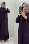 Hanedan Kapaklı Abiye Elbise Mor