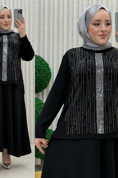 Işıl etekli takım Gümüş