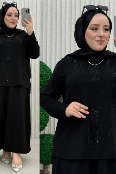 Işıl etekli takım Siyah