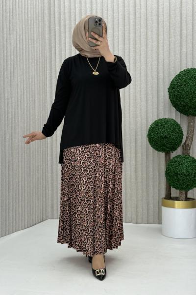 Kuzey leopar etekli takım Siyah