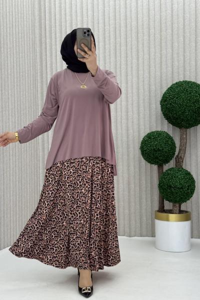 Kuzey leopar etekli takım Gül