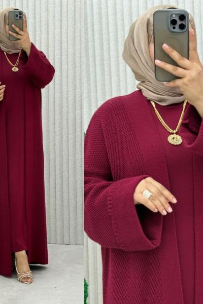 Malika Hırka Takım  Bordo