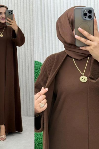 Malika Hırka Takım  Kahverengi