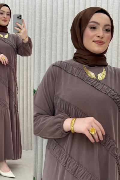 Manolya elbise Vizon