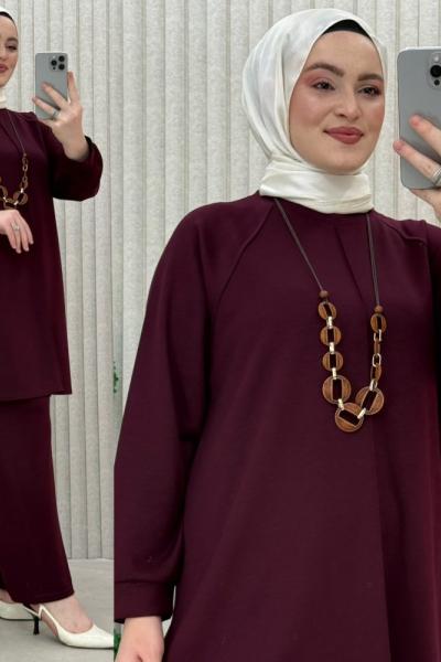 Nana Pantolonlu Takım Bordo