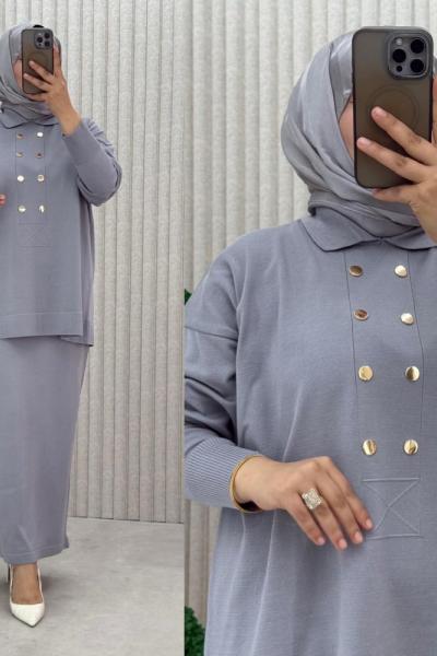 Nüyans Etekli Takım Gri