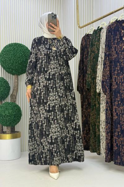 3910 Özay Elbise Siyah Beyaz