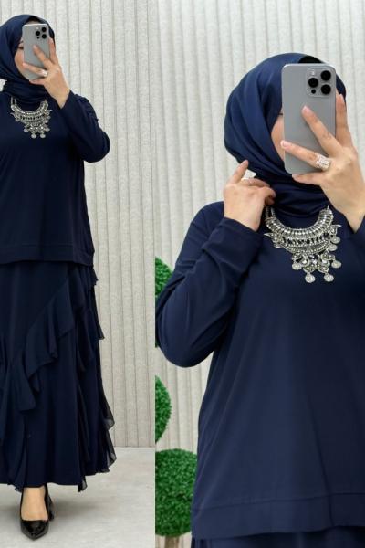 Özlem etekli takım Lacivert