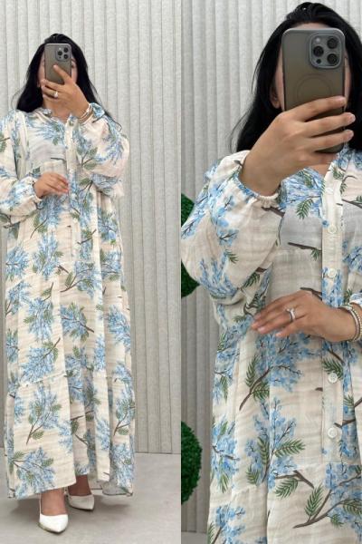 Palmiye Elbise  Mavi