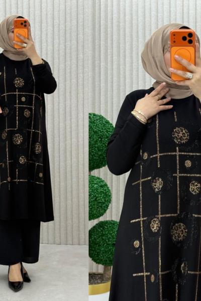 Rana Tunik Geometrik-Siyah