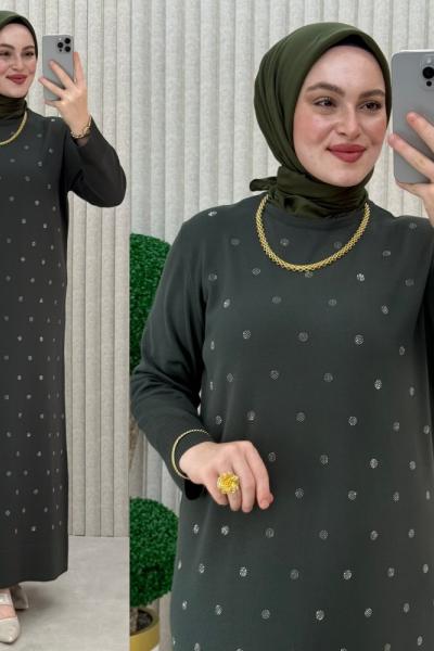 Serçe elbise  Haki