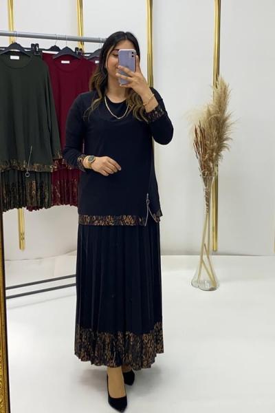 Sevda Etekli Takım Siyah Siyah