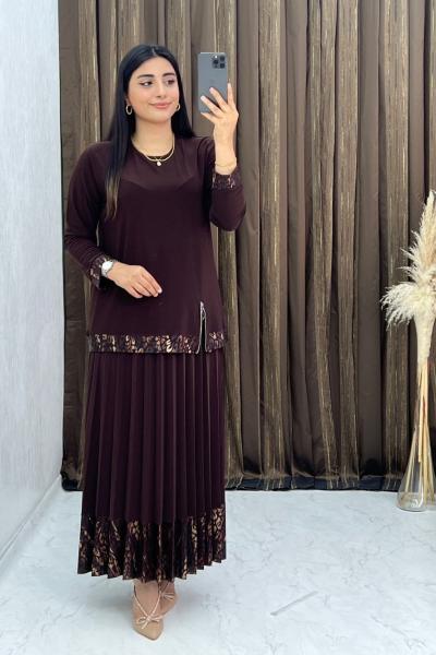 Sevda Etekli Takım Kahverengi