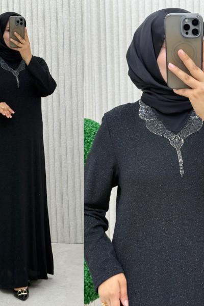 Süslü Elbise Siyah