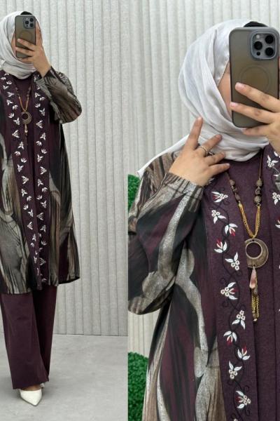 Toprak 3’ lü Takım Bordo