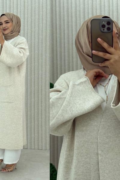 Yaren Triko Hırka Taş Rengi