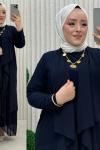 Zerrin 3lü Pantolonlu Takım Lacivert