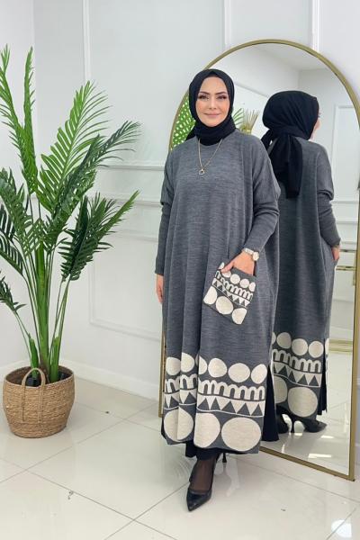 BERFİN ELBİSE-GRİ