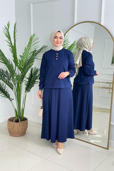 GÜLCAN ETEKLİ TAKIM - LACİVERT