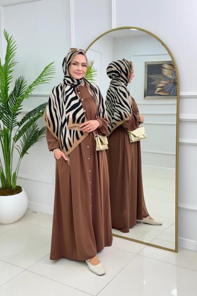 GÜLNAZ ELBİSE - KAHVERENGİ