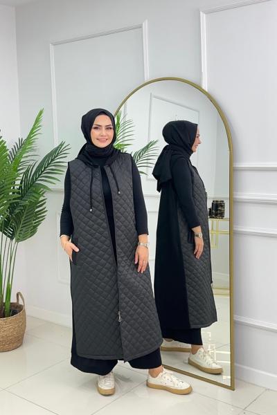 Kapitone yelek -Siyah