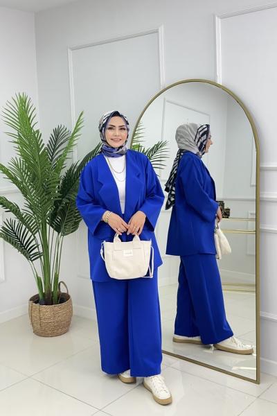 TALİA CEKET TAKIM-SAKS MAVİ