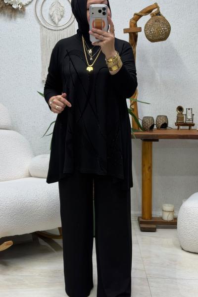 MİHRİ TAŞLI TAKIM  Siyah