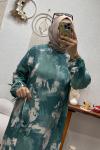 NİLÜFER DESEN ELBİSE Mint Yeşili