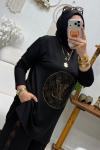 VİOLEN TAŞLI TAKIM   gold Siyah