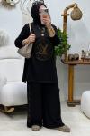 VİOLEN TAŞLI TAKIM   gold Siyah