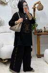 VİOLEN TAŞLI TAKIM   gold Siyah
