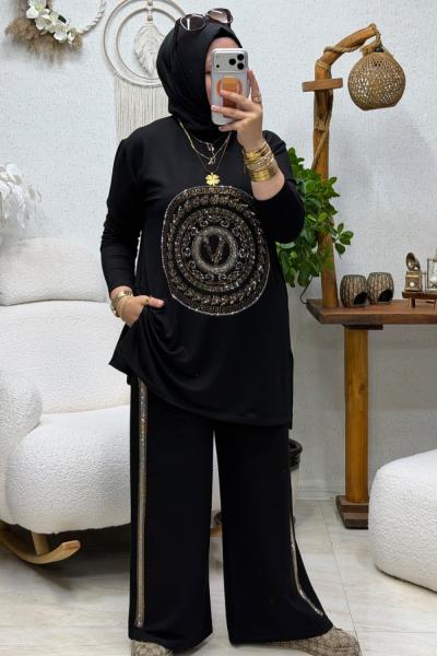 VİOLEN TAŞLI TAKIM    gold -gümüş Anadolu Siyahı