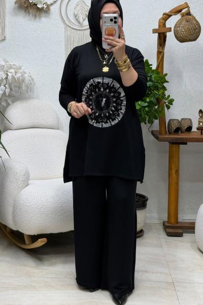 VİOLEN TAŞLI TAKIM    gümüş Gri Siyah