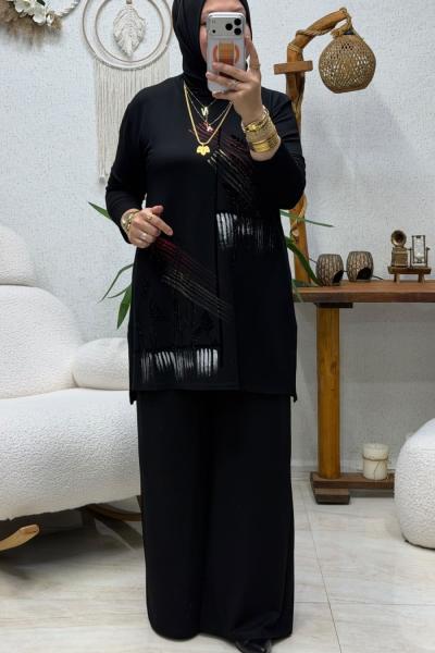 YONCA TAŞLI TAKIM  Siyah